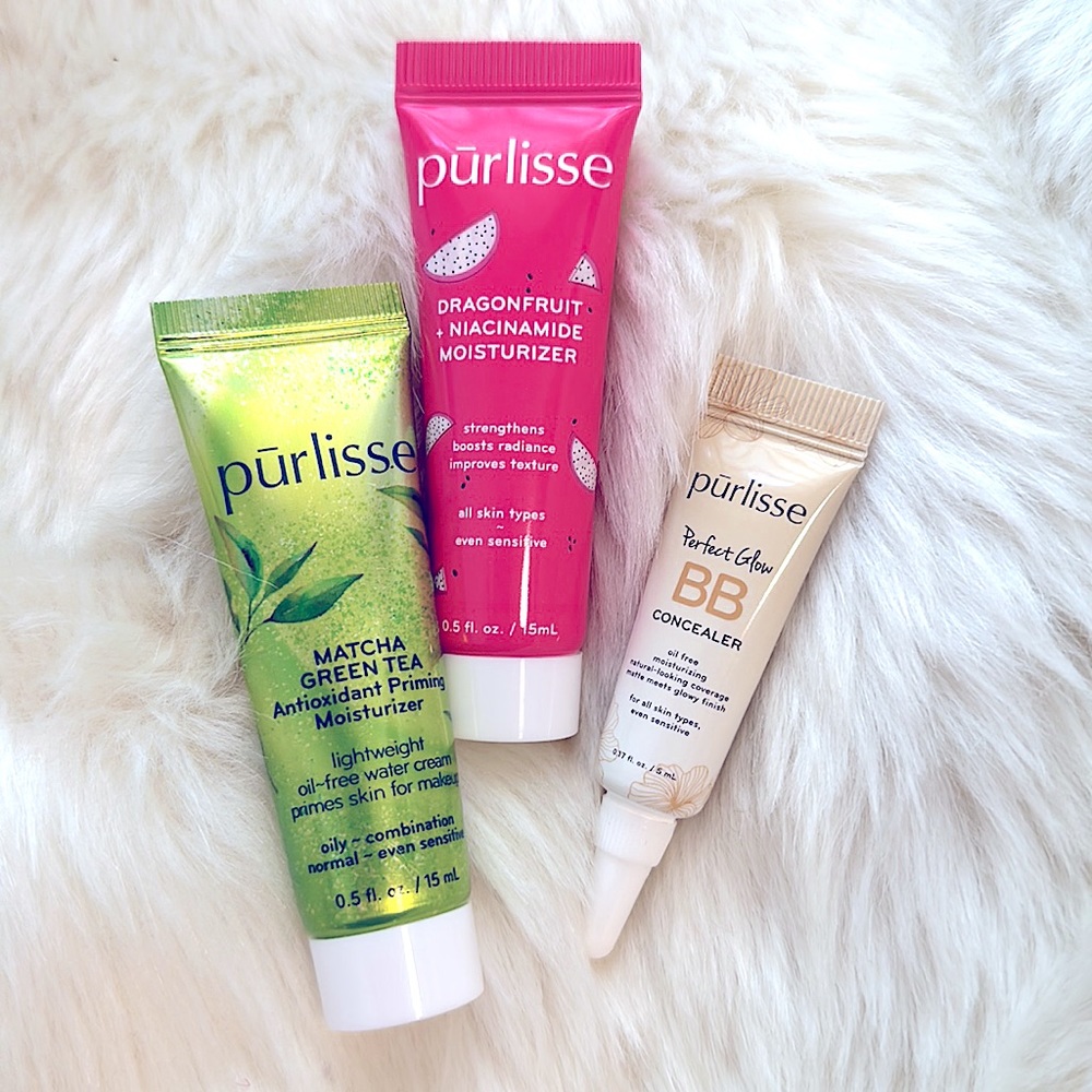 3pc Pūrlisse Deluxe Moisturizing Discovery Kit: Dragonfruit+Green Tea+BB Cream